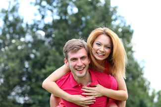 Couple smiling together